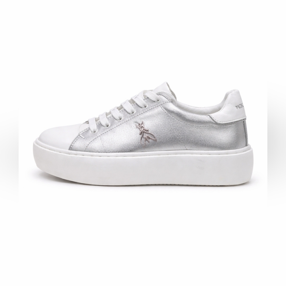 Patrizia Pepe Silver and White Platform Sneakers